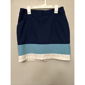 Adidas Women Skort XS Blue Striped Golf Tennis Elastic Waist Stretch Lined